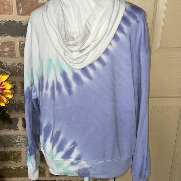 Wildfox Tie Dye One of A Kind Relaxed Hoodie Mint Lilac Purple Hued French Terry - Picture 6 of 13